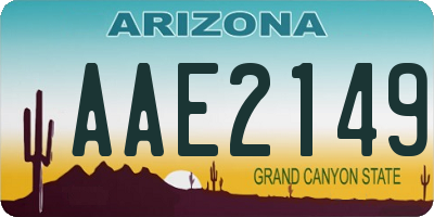 AZ license plate AAE2149