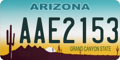 AZ license plate AAE2153