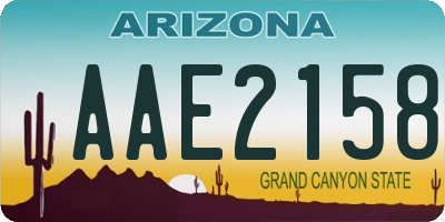 AZ license plate AAE2158