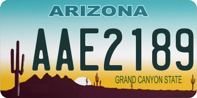 AZ license plate AAE2189