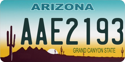 AZ license plate AAE2193