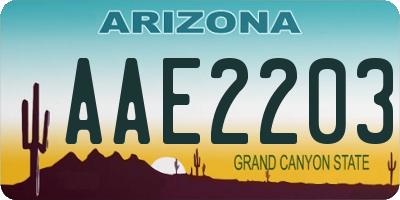 AZ license plate AAE2203