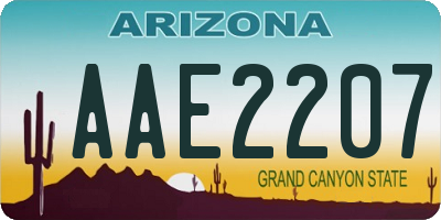 AZ license plate AAE2207