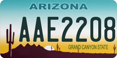AZ license plate AAE2208