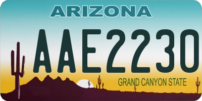 AZ license plate AAE2230
