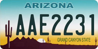 AZ license plate AAE2231
