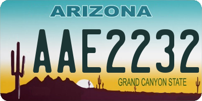 AZ license plate AAE2232