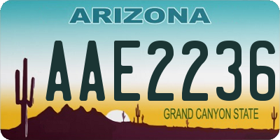 AZ license plate AAE2236