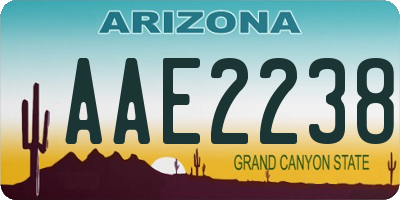 AZ license plate AAE2238