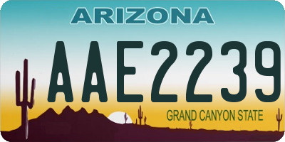 AZ license plate AAE2239