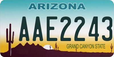 AZ license plate AAE2243