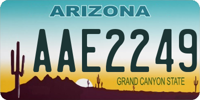 AZ license plate AAE2249