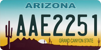 AZ license plate AAE2251