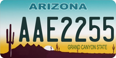 AZ license plate AAE2255