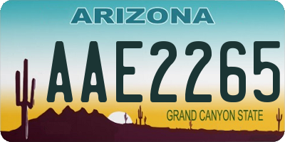 AZ license plate AAE2265