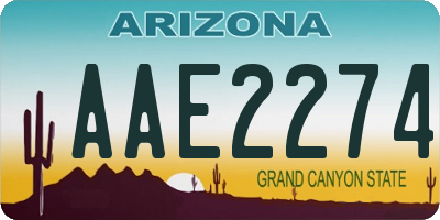 AZ license plate AAE2274
