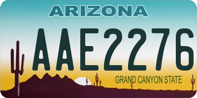 AZ license plate AAE2276