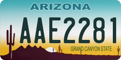 AZ license plate AAE2281