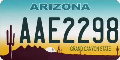 AZ license plate AAE2298