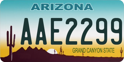 AZ license plate AAE2299