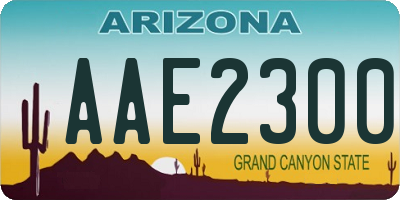 AZ license plate AAE2300