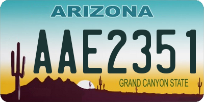 AZ license plate AAE2351