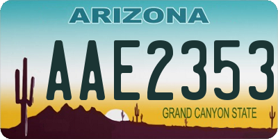 AZ license plate AAE2353