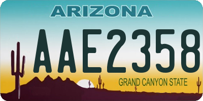 AZ license plate AAE2358