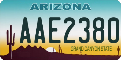 AZ license plate AAE2380