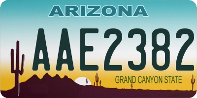 AZ license plate AAE2382