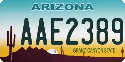 AZ license plate AAE2389