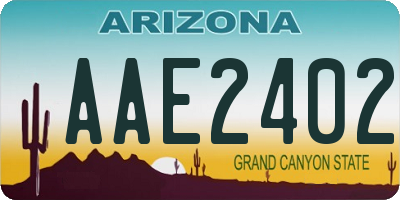 AZ license plate AAE2402