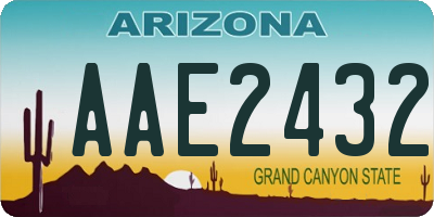 AZ license plate AAE2432