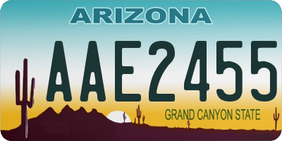 AZ license plate AAE2455