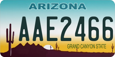 AZ license plate AAE2466