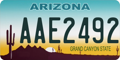AZ license plate AAE2492