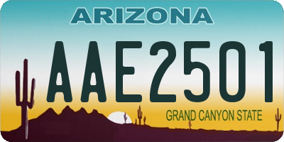 AZ license plate AAE2501