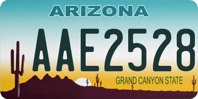 AZ license plate AAE2528