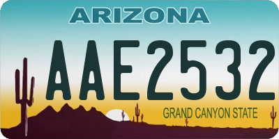 AZ license plate AAE2532