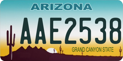 AZ license plate AAE2538