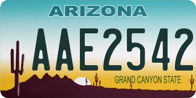 AZ license plate AAE2542