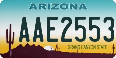 AZ license plate AAE2553