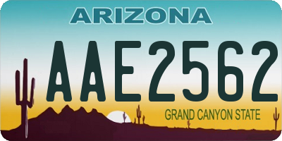 AZ license plate AAE2562
