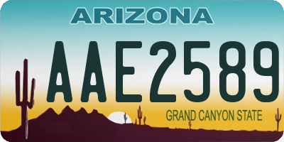 AZ license plate AAE2589