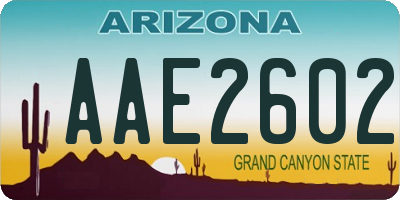 AZ license plate AAE2602