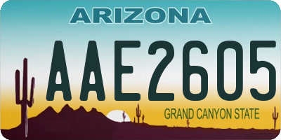 AZ license plate AAE2605