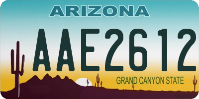 AZ license plate AAE2612