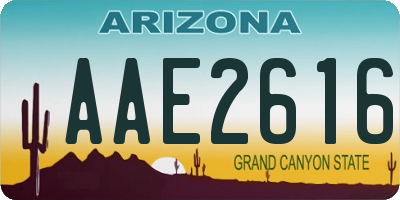AZ license plate AAE2616