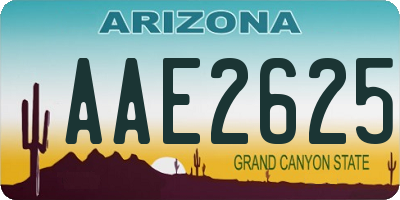 AZ license plate AAE2625