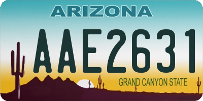 AZ license plate AAE2631